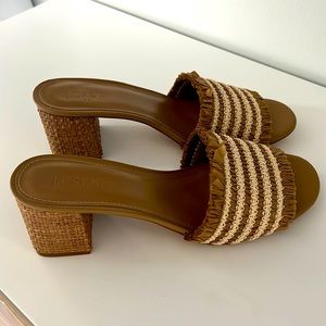 J. Crew Raffia slide heels